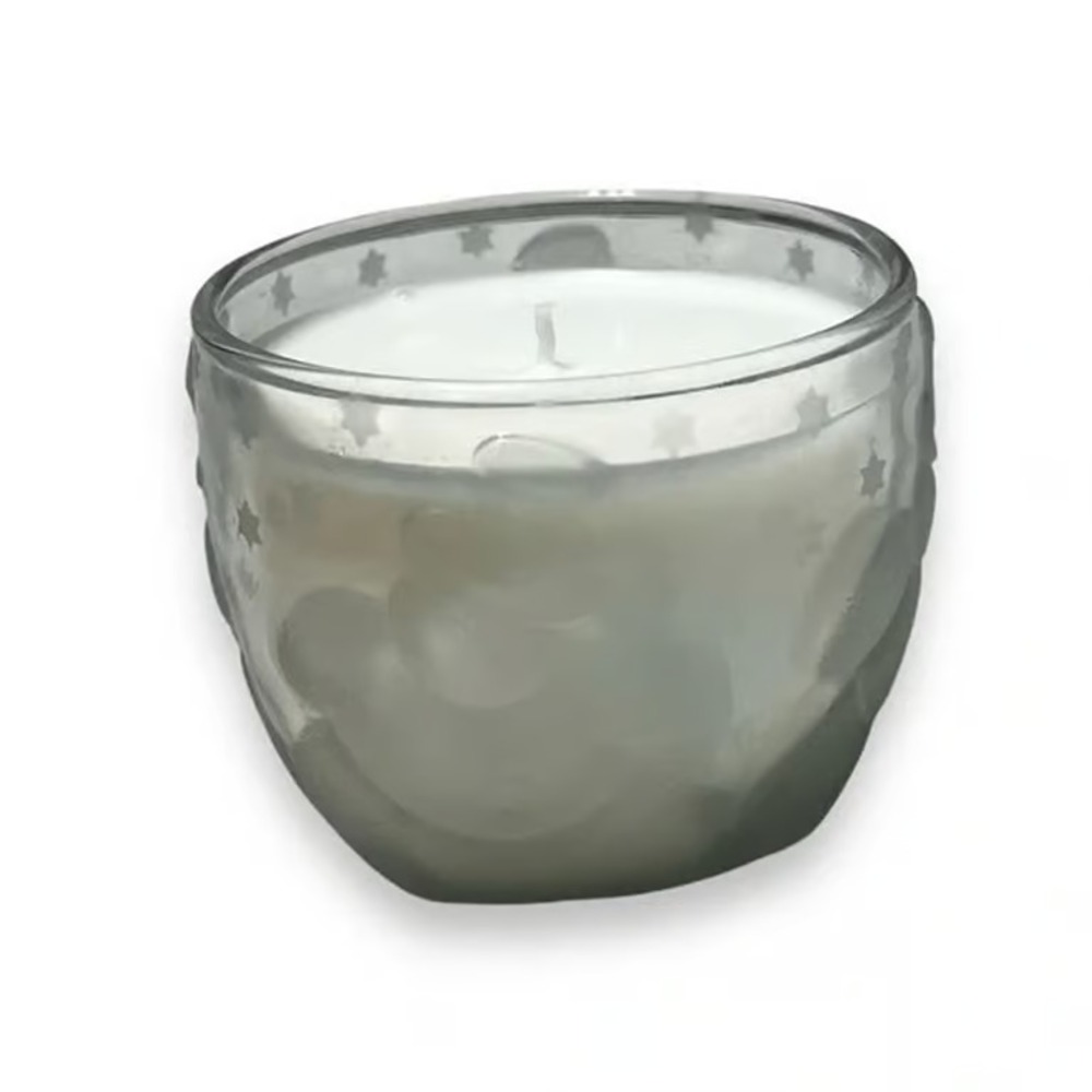 Handmade‎ Peppermint and Candy Cane Scented Candle in Frosted Holiday Glass B116